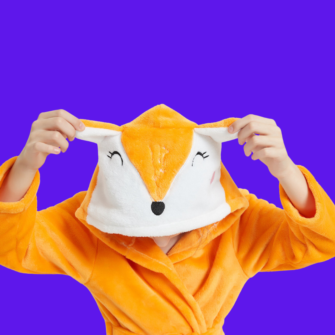 Kid Orange Fox Hooded Robe