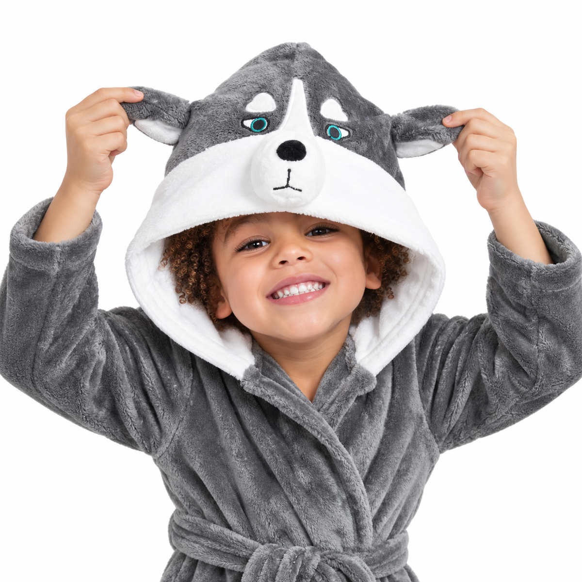 Kids Husky Dog Hooded Robe