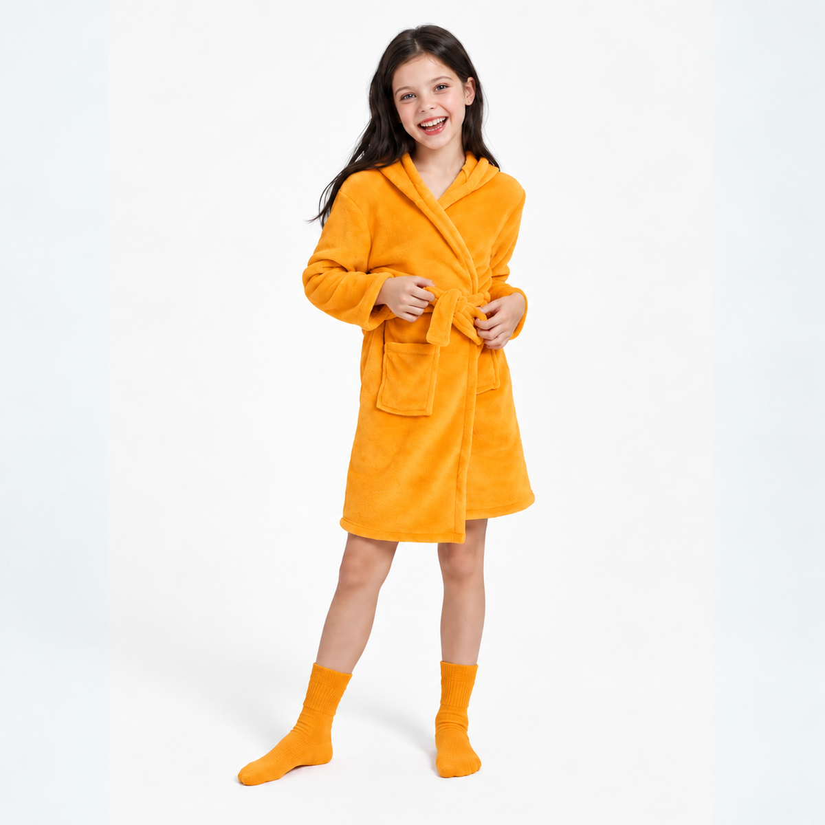 Kid Orange Fox Hooded Robe