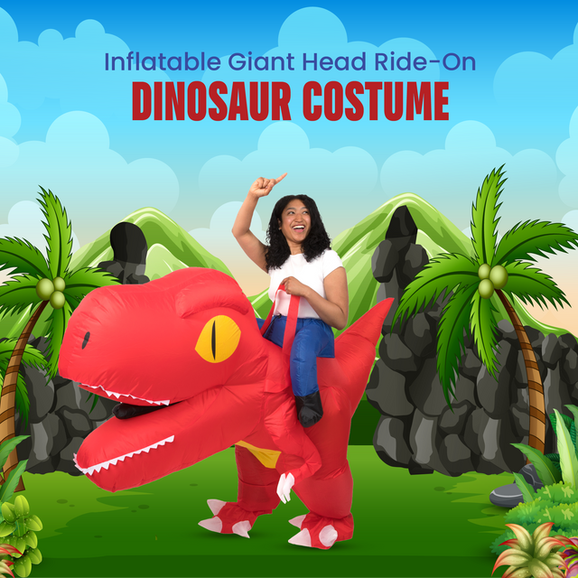 Adult Giant Head Ride-on Dinosaur Inflatable Costume