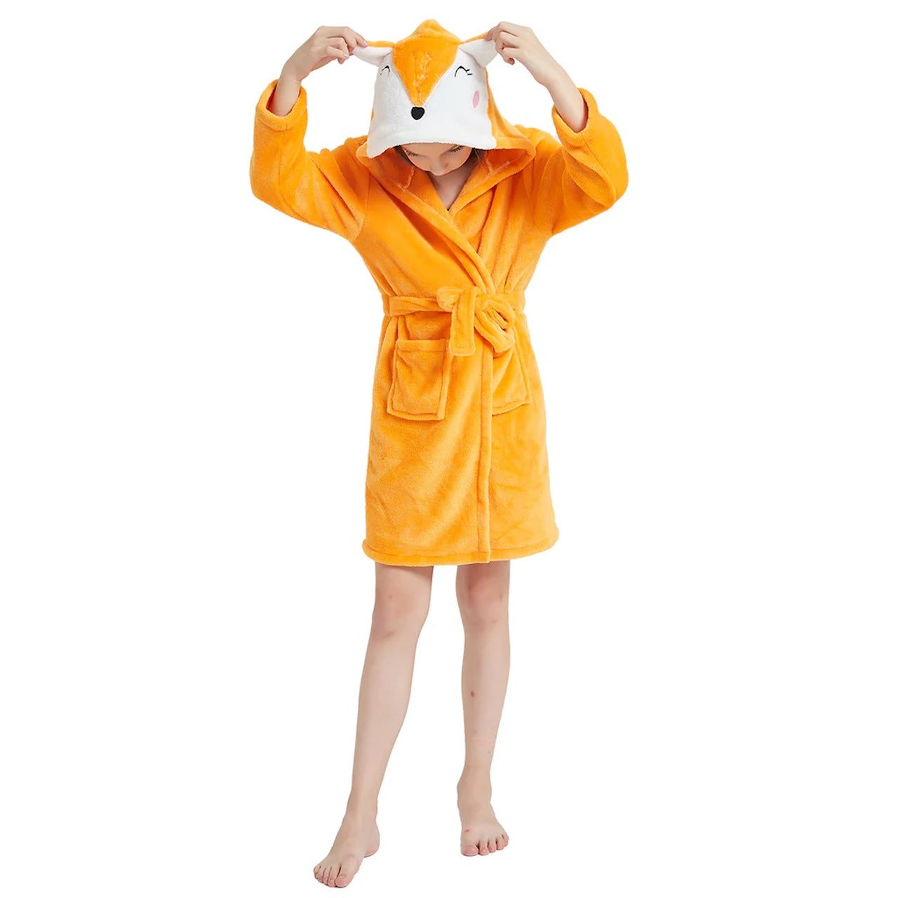 Kid Orange Fox Hooded Robe