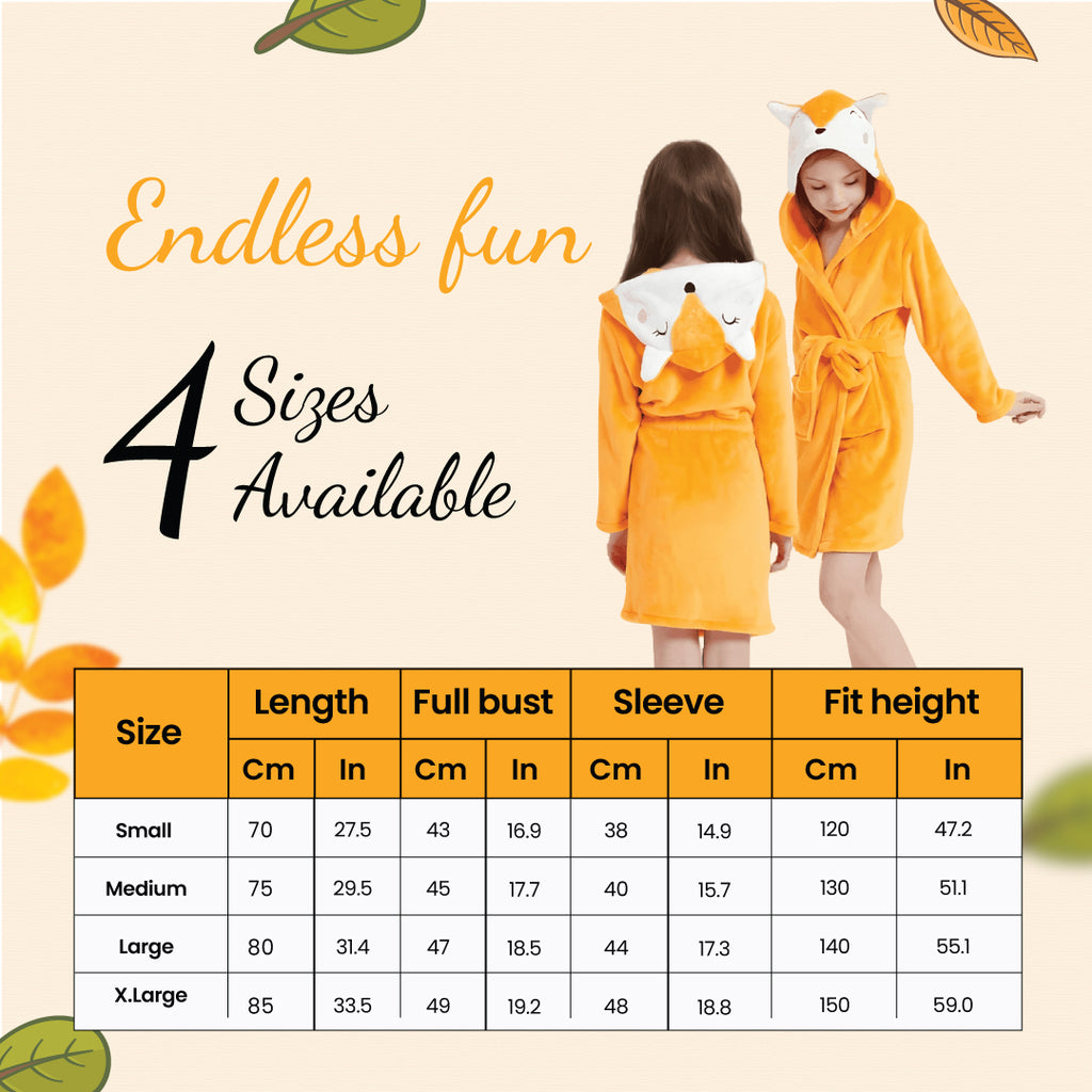 Kid Orange Fox Hooded Robe