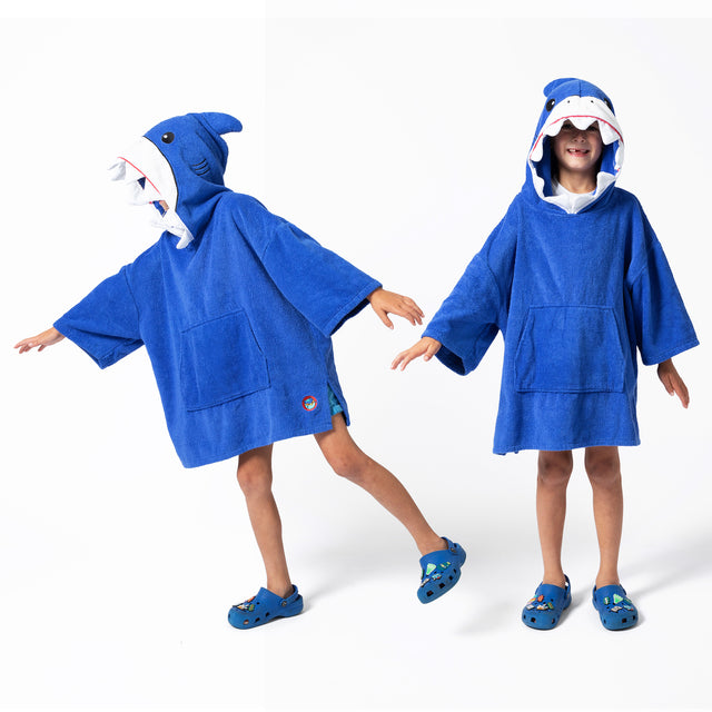 Kids shark hooded towel for ages 6 to 10