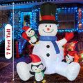 Outdoor Inflatable Snowman with Penguins