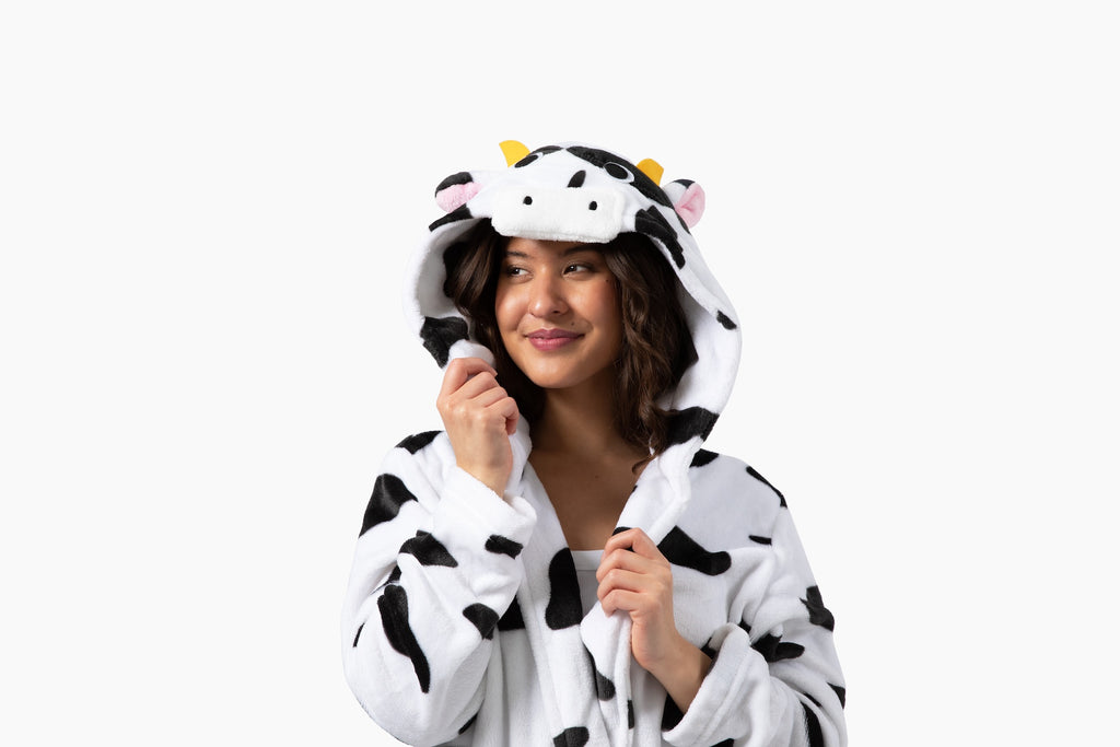Women's Cow Hooded Robe