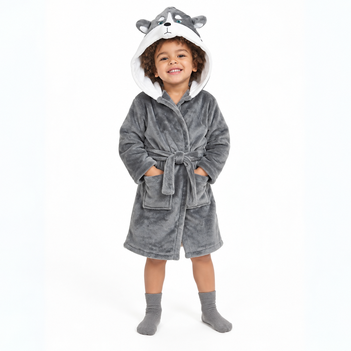 Kids Husky Dog Hooded Robe