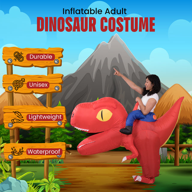 Adult Giant Head Ride-on Dinosaur Inflatable Costume