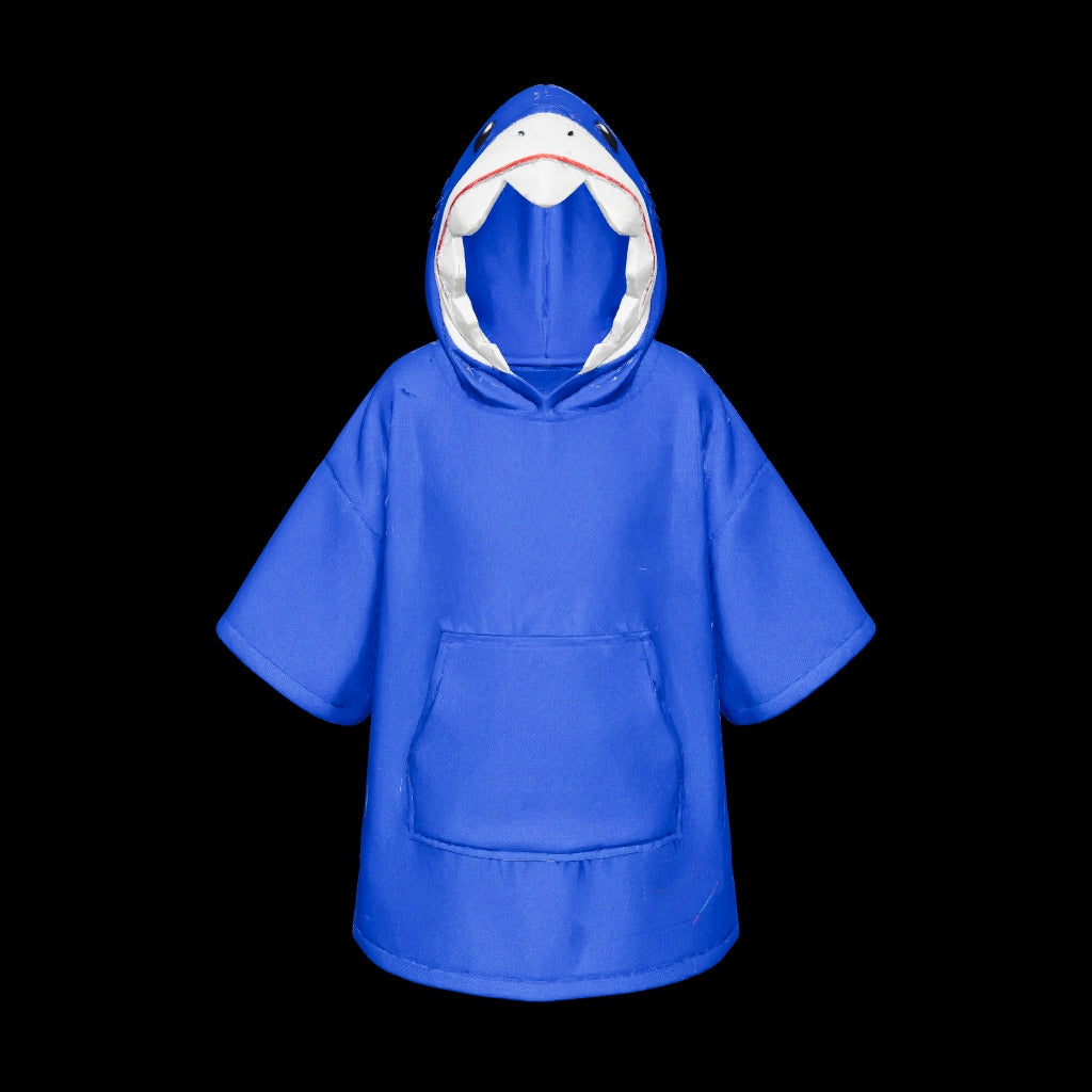 3D view of the Party Hoot Kids Shark Hooded Towel Poncho